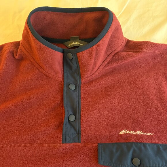 Mens Eddie Bauer Fleece Snap Pullover - Picture 1 of 4